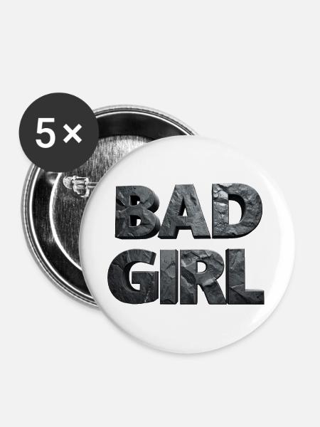 Bad Girl – Glatter Stein - Buttons groß 56 mm (5er Pack) - Weiß
