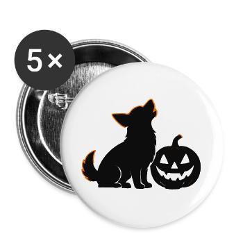 Dog silhouette and pumpkin Halloween - Buttons large 2.2''/56 mm (5-pack) - white - Front