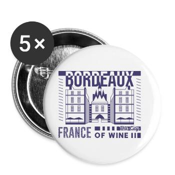Bordeaux France Tee - Lot de 5 grands badges (56 mm) - blanc - Devant