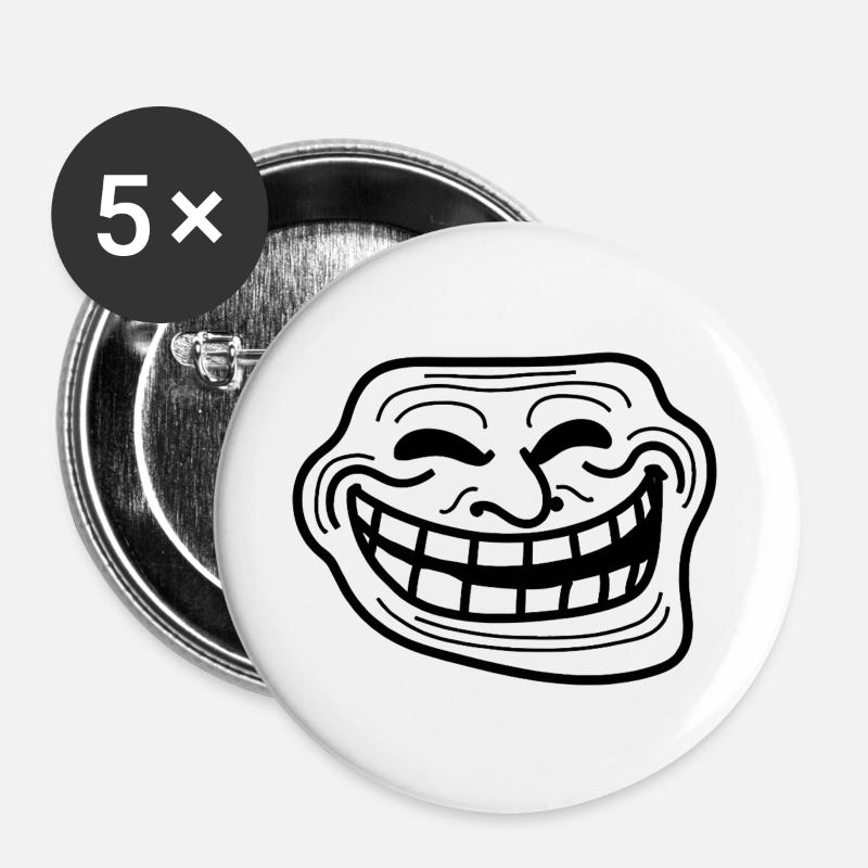Bold Grin Linework Illustration - Buttons large 2.2''/56 mm (5-pack) - white