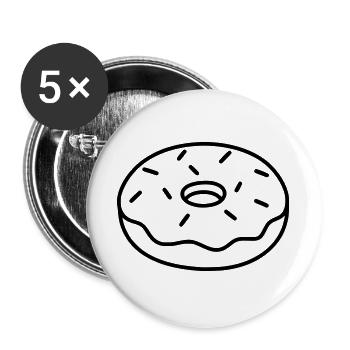 Minimalistischer Donut Vektor Motiv Food  - Buttons groß 56 mm (5er Pack) - Weiß - Vorne