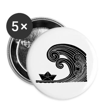 Paper Boat and Black Ocean - Buttons large 2.2''/56 mm (5-pack) - white - Front