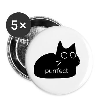Purrfect - Conception de chat pour les amoureux des chats - Lot de 5 grands badges (56 mm) - blanc - Devant