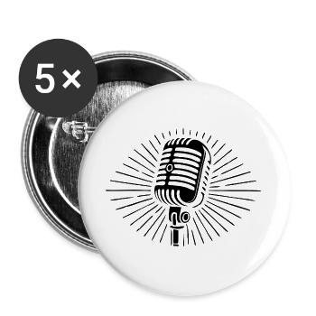 Vintage Retro Music T-Shirt - Buttons large 2.2''/56 mm (5-pack) - white - Front