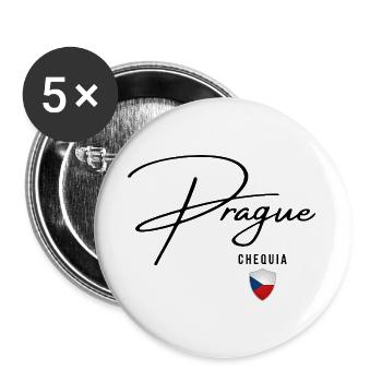 Elegantes Design Prag, ich liebe Prag - Buttons groß 56 mm (5er Pack) - Weiß - Vorne