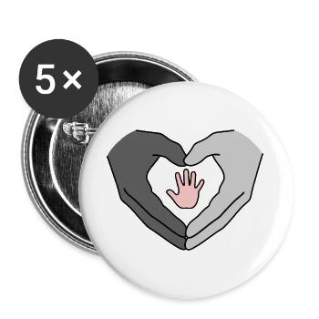 Hands shape heart – family love - Buttons large 2.2''/56 mm (5-pack) - white - Front