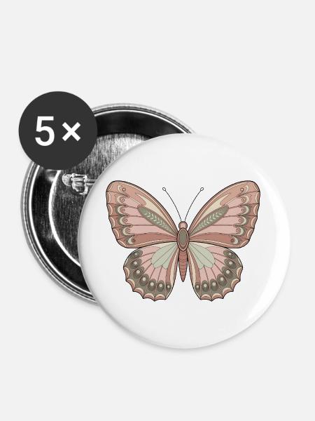 Boho Schmetterling - Buttons groß 56 mm (5er Pack) - Weiß