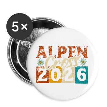 Crossing the Alps 2026 - Alpine Cross - Hiking - Buttons large 2.2''/56 mm (5-pack) - white - Front