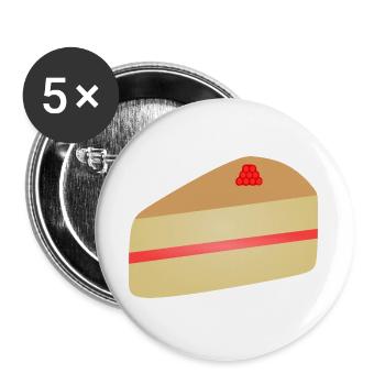 Pastellfarbene Tortenscheibe Himbeere - Buttons groß 56 mm (5er Pack) - Weiß - Vorne
