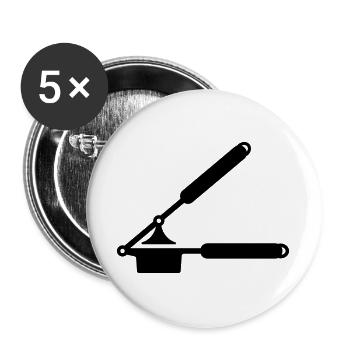 Presse-ail ou presse à spaetzle - Lot de 5 grands badges (56 mm) - blanc - Devant