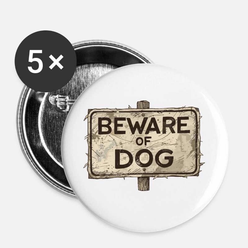 Böser Hund - Buttons groß 56 mm (5er Pack) - Weiß