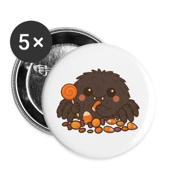 Monstre au caramel avec des friandises - Lot de 5 grands badges (56 mm) - blanc - Devant