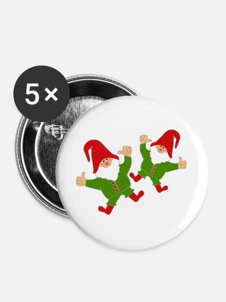 Lustige Wichtel - Buttons groß 56 mm (5er Pack) - Weiß