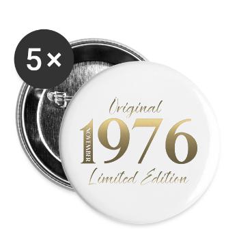 50. Geburtstag Original November Jahrgang 1976 - Buttons groß 56 mm (5er Pack) - Weiß - Vorne