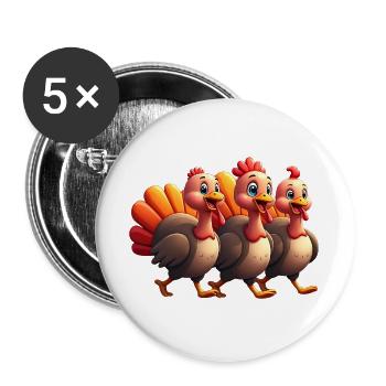 Thanksgiving Truthahn Baby - Buttons groß 56 mm (5er Pack) - Weiß - Vorne