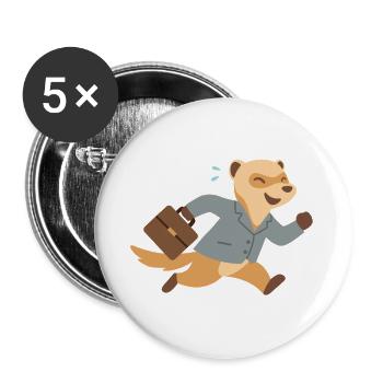 Furet en costume courant avec mallette - Lot de 5 grands badges (56 mm) - blanc - Devant