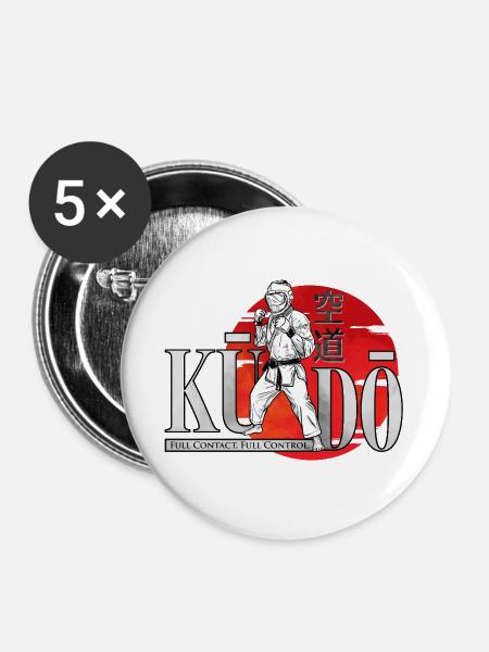 Kudo-Kämpfer-Stehendes-Design - Buttons groß 56 mm (5er Pack) - Weiß
