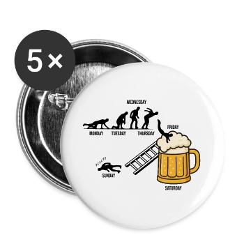 Design de bière amusant, parfait pour l’équipage de l’enterrement de vie de garçon - Lot de 5 grands badges (56 mm) - blanc - Devant