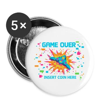 Game Over Neon Arcade Game - Buttons groß 56 mm (5er Pack) - Weiß - Vorne