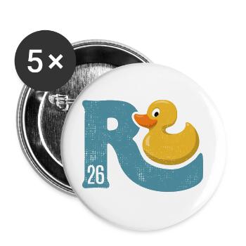 Ente Rente 2026 - Ruhestand - Pension - Buttons groß 56 mm (5er Pack) - Weiß - Vorne