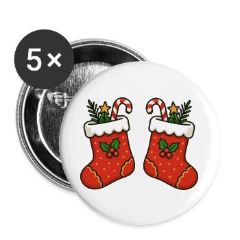 Festive Christmas Stockings Illustration - Buttons large 2.2''/56 mm (5-pack) - white - Front