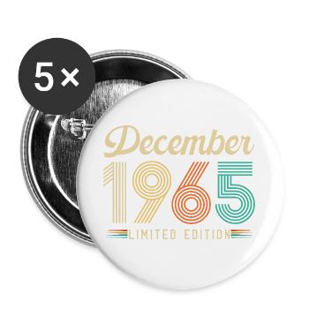 60 Year Anniversary Gift Born December 1965 - Buttons large 2.2''/56 mm (5-pack) - white - Front