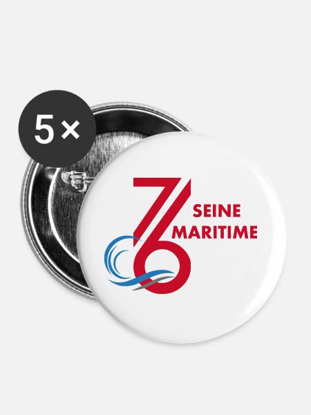 Logo 76 Seine Maritime - Buttons groß 56 mm (5er Pack) - Weiß