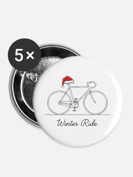 Winter Ride Fahrrad Gliederung - Buttons groß 56 mm (5er Pack) - Weiß