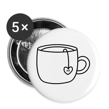 HT logo Tasse_Transparent - Lot de 5 grands badges (56 mm) - blanc - Devant