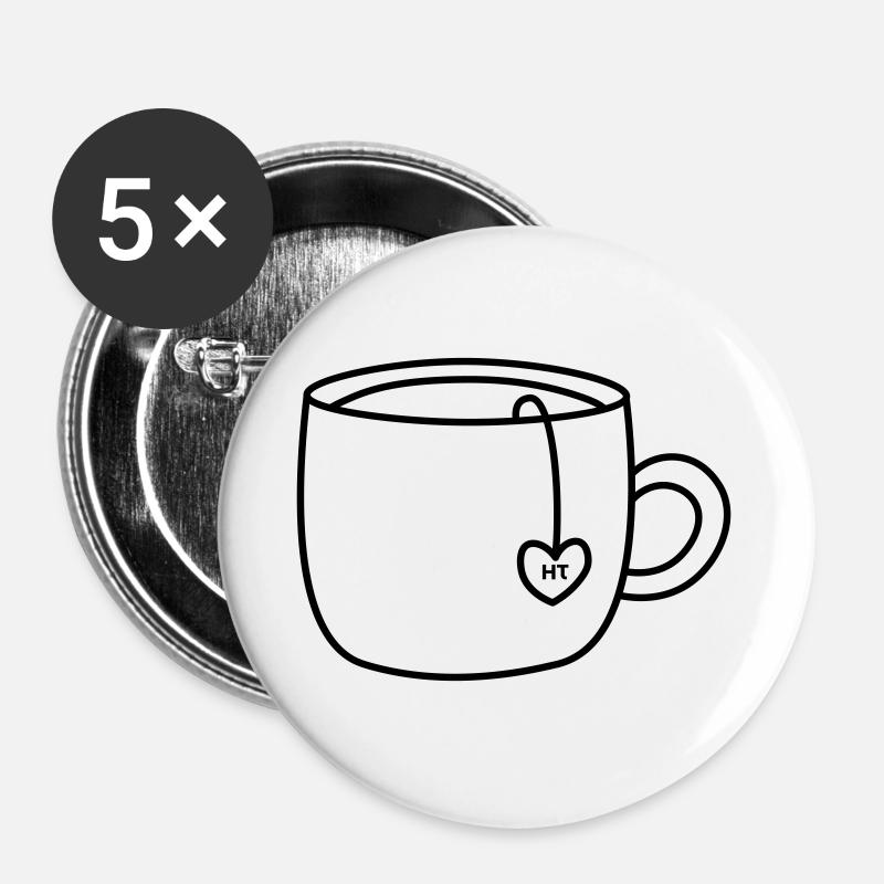HT logo Tasse_Transparent - Buttons large 2.2''/56 mm (5-pack) - white