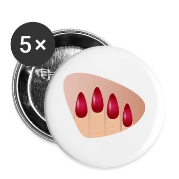 Des ongles rouges élégants au look brillant - Lot de 5 grands badges (56 mm) - blanc - Devant