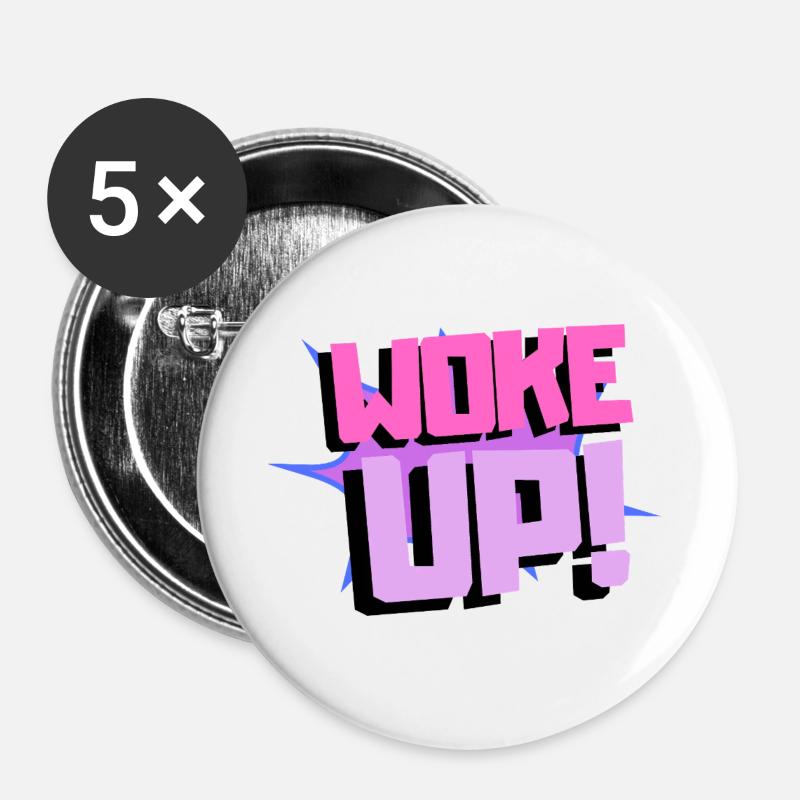 woke up - Buttons large 2.2''/56 mm (5-pack) - white