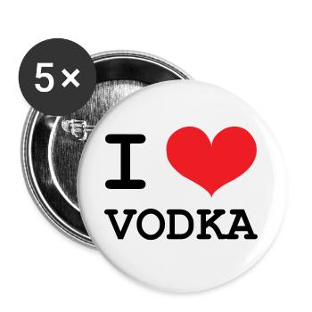 Ich liebe Wodka – Alkohol - Buttons groß 56 mm (5er Pack) - Weiß - Vorne