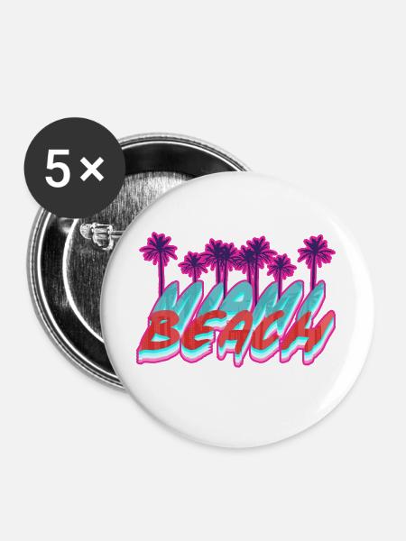 Beach Florida Neon Palms - Buttons groß 56 mm (5er Pack) - Weiß