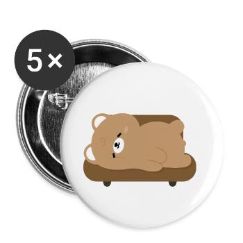 Müder Eisbär auf Sofa - Buttons groß 56 mm (5er Pack) - Weiß - Vorne