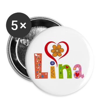Lina Nom Tee - Lot de 5 grands badges (56 mm) - blanc - Devant
