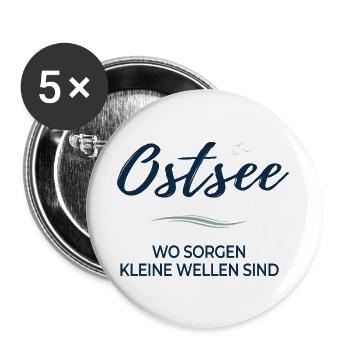 Mer Baltique – Là où les inquiétudes sont de petites vagues - Lot de 5 grands badges (56 mm) - blanc - Devant