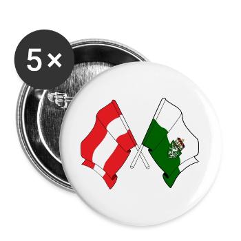 Austria & Styria Crossed Flags - Buttons large 2.2''/56 mm (5-pack) - white - Front