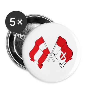 Drapeaux croisés Autriche & Vienne - Lot de 5 grands badges (56 mm) - blanc - Devant