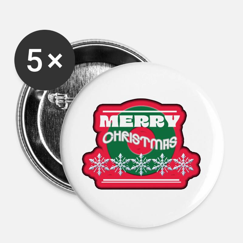 Merry Christmas Vinyl Circle - Buttons large 2.2''/56 mm (5-pack) - white