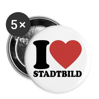 I Love Stadtbild - für Vielfalt und Toleranz - Buttons groß 56 mm (5er Pack) - Weiß - Vorne