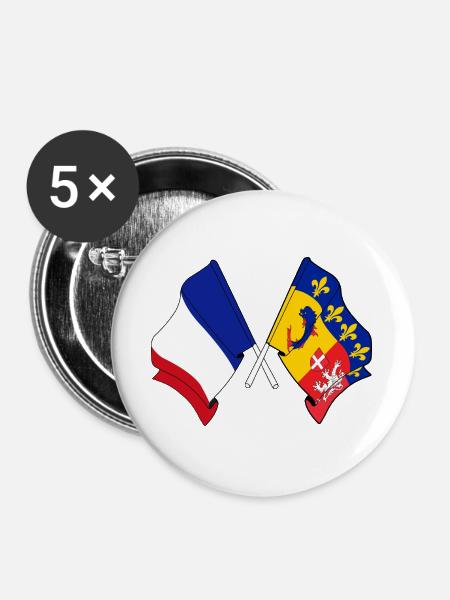 Rhône-Alpes-Herzfrequenz FR - Buttons groß 56 mm (5er Pack) - Weiß