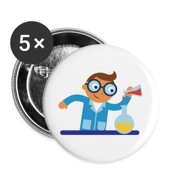 Héros du laboratoire de découverte de chimie - Lot de 5 grands badges (56 mm) - blanc - Devant