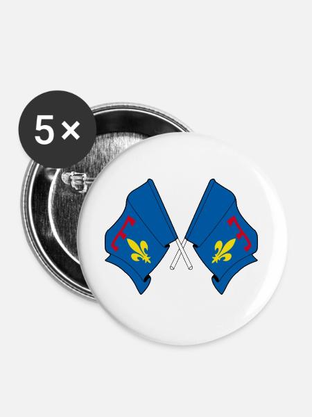 Kreuzte Flaggen Provence - Buttons groß 56 mm (5er Pack) - Weiß