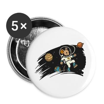 Astronaut Maus im All – niedliche Illustration - Buttons groß 56 mm (5er Pack) - Weiß - Vorne
