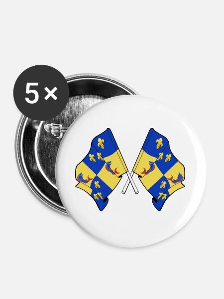 Gekreuzte Dauphiné-Fahnen - Buttons groß 56 mm (5er Pack) - Weiß