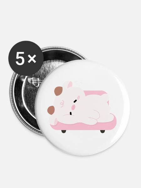 Müde Kuh - Buttons groß 56 mm (5er Pack) - Weiß