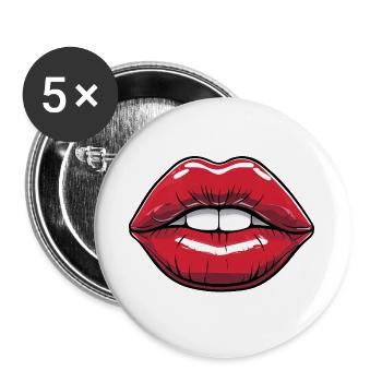 Lèvres embrassables Style bande dessinée rouge à lèvres - Lot de 5 grands badges (56 mm) - blanc - Devant