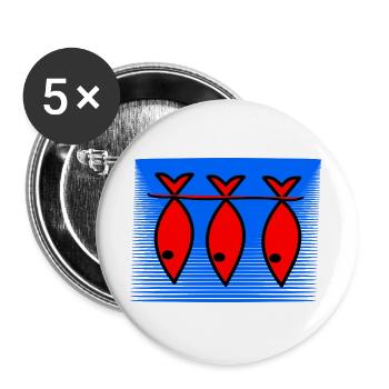 POISSON. MEMOIRE. SARDINE. POISSON D'AVRIL. MER - Lot de 5 grands badges (56 mm) - blanc - Devant