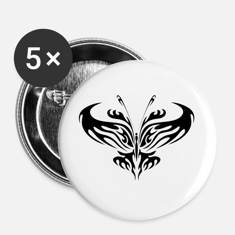 black butterfly  - Buttons large 2.2''/56 mm (5-pack) - white